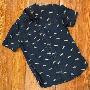 RRL Ralph Lauren Indigo short sleeve button up with truck print